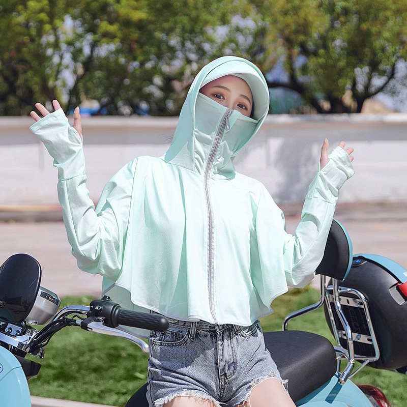 Combo Mũ và Áo Khoáng Chống Nắng Chống UV - Có Thể Tách Ra Được - Vừa Có Mũ Trùm &amp; Mũ Riêng - Chất Lụa Lạnh - Loại Dầy