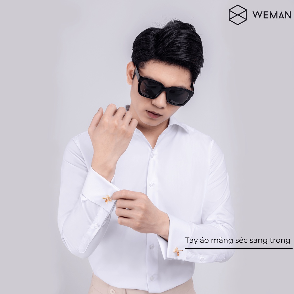 Áo sơ mi măng séc nam, Áo sơ mi cufflink nam cao cấp, Chất liệu cao cấp chống nhăn thấm hút mồ hôi WEMAN - WMA2209