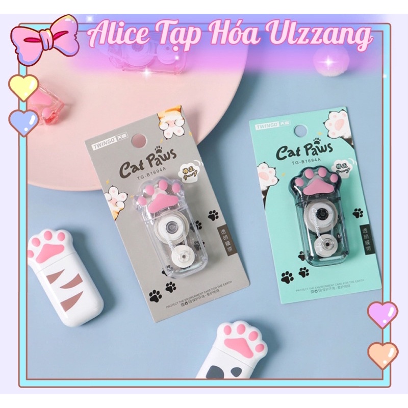 Bút xoá kéo mini 6m học sinh tiện ích cute hình chân mèo nhiều màu dễ thương ALICE050