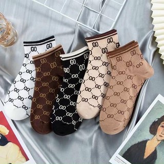 Set 5 tất Cotton họa tiết Gucci thời trang cho nữ cao cấp