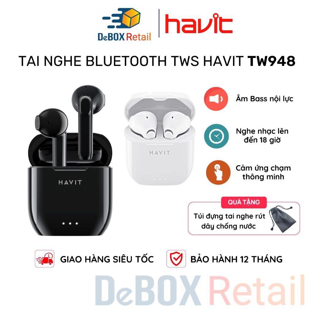 Tai Nghe Bluetooth Không Dây TWS HAVIT TW948, Thiết kế Mini-Buds, Cảm ứng Thông Minh, Driver 12mm - Hàng Chính Hãng