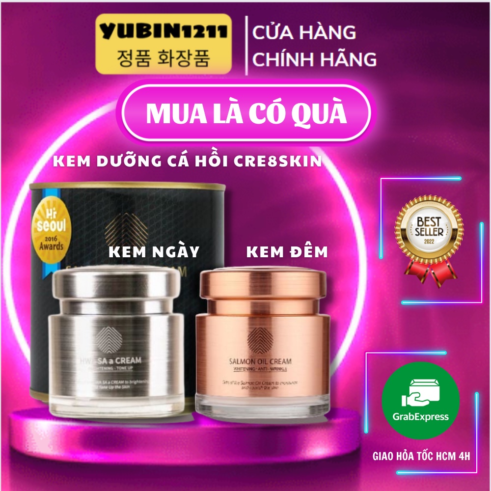 [Hình thật] Kem cá hồi Salmon Oil Cream Cre8skin Hàn Quốc 80g