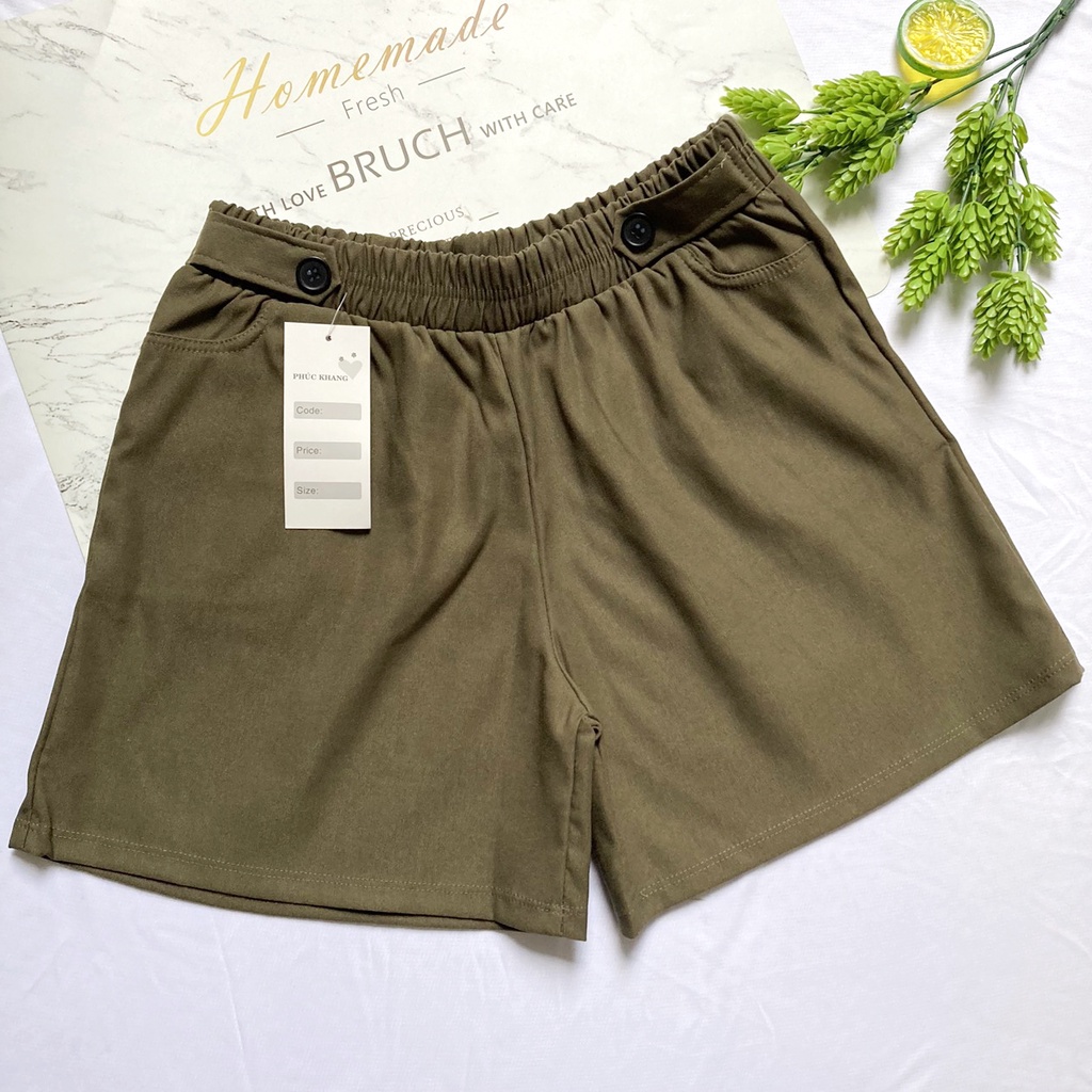Quần đùi nữ freesize từ 45-50kg chất kaki mềm lưng Thun - QUAN2NUT