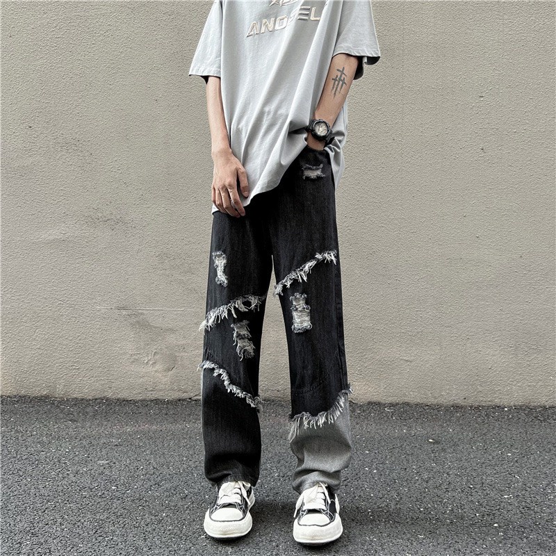 Quần jeans rách UNISEX độc lạ cá tính, quần jean phong cách Hàn Quốc