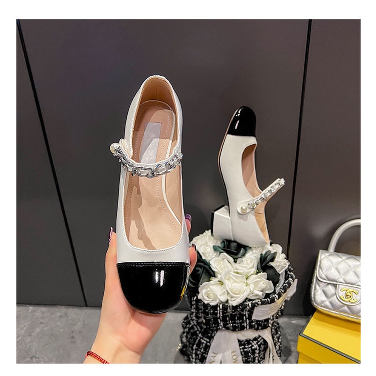 Giày Cao Gót Đế Dày Phối Khóa Cài Phong Cách Chanel Pháp Cổ Điển Thời Trang Mùa Hè 222 Cho Bạn Gái