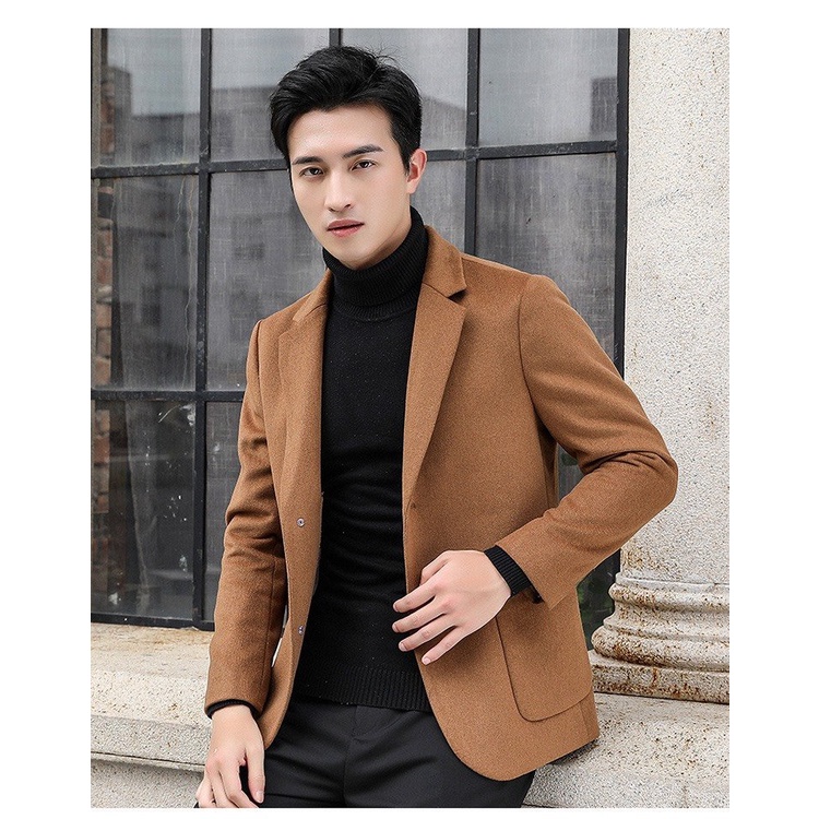 Áo Vest Hàn Quốc LK DENIM nâu, Blazer Dạ Nam 2 Cúc, Áo Khoác Nam Lịch Lãm 2 Lớp Form Ôm KOREA SUIT |