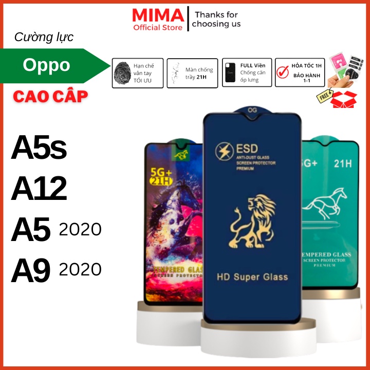 Kính cường lực Oppo A5s A12 A31 A5 A9 2020 Full chống xước màn hình hạn chế bám vân tay tặng kèm bộ dán [OG]