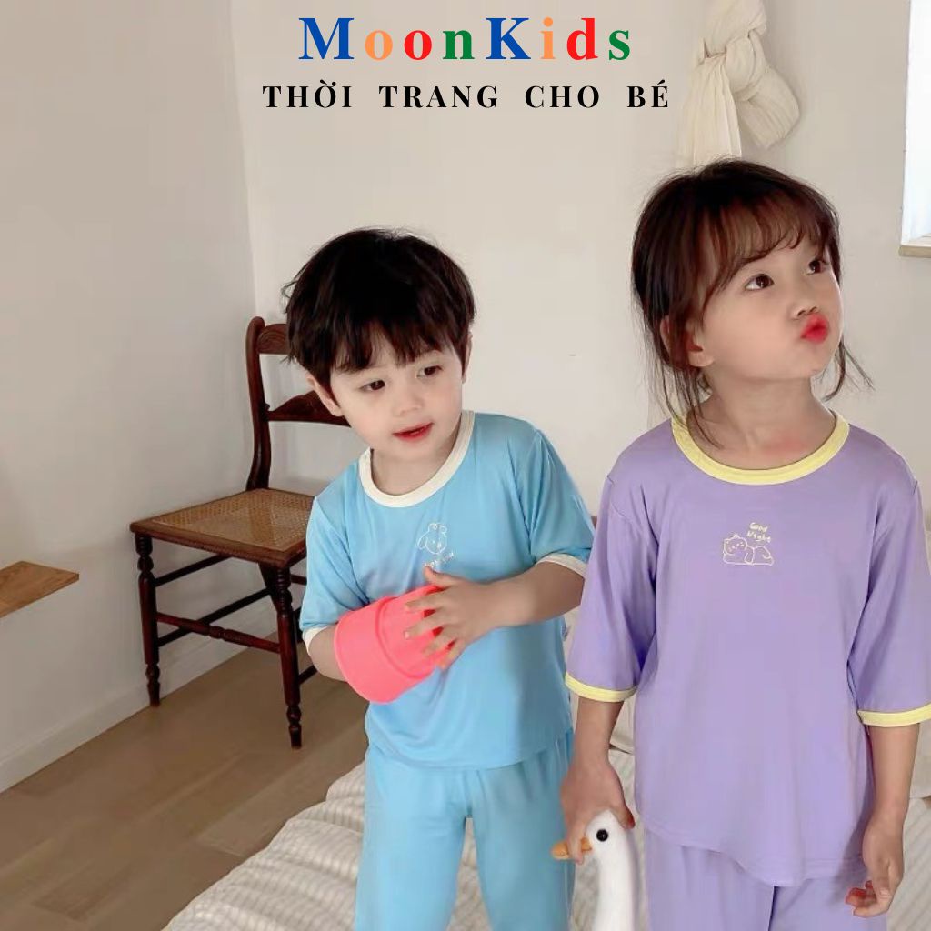 Bộ Đồ Tay Lỡ Thun Lạnh 100% Cho bé,họa tiết viền sọc dành cho bé trai bé gái từ 6-18kg sờ là sướng nhìn là thích