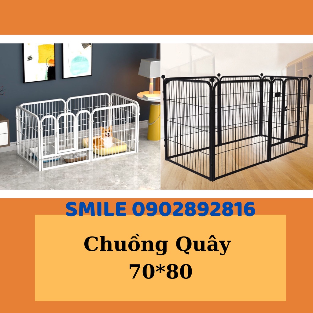 [MẪU MỚI Chuồng Quây Chó Mèo Lắp Ghép 6 Tấm Sơn Tĩnh Điện Cao Cấp, Chắc Chắn (70*80cm)