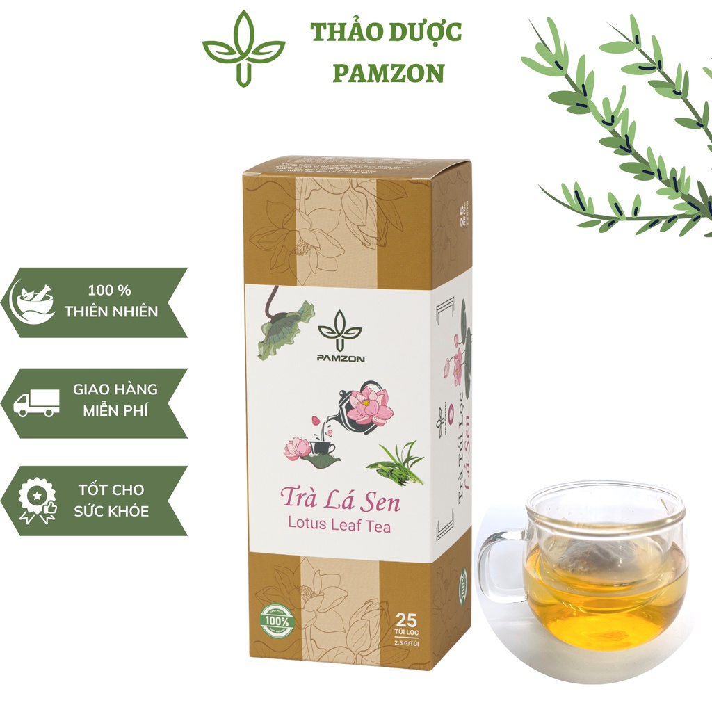 Trà Lá Sen Pamzon Dạng Túi Lọc Giúp Giảm Cân Ổn Định Đường Huyết Giảm Stress An Thần Hỗ Trợ Mất Ngủ Hiệu Quả