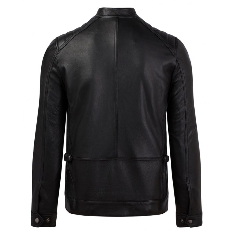 Áo khoác da nam FTT Leather Motocycle Jacket da dê hai khóa ngực gân vai 100% da thật