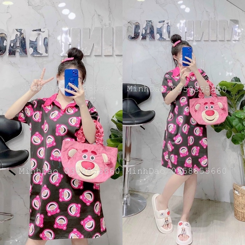 BIGSIZE HIẾU HIẾU Đầm gấu dâu polo thun 55-100kg