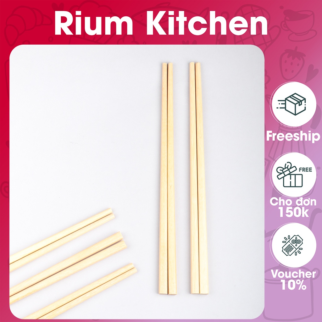 Bộ 10 đôi đũa gỗ xương gà Bam House màu be cao cấp thân thiện môi trường DXG03 - Gia dụng bếp