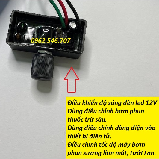 Bộ điều chỉnh tốc độ máy bơm mini - đèn 12v, quạt - Chiết áp điều tốc 12v