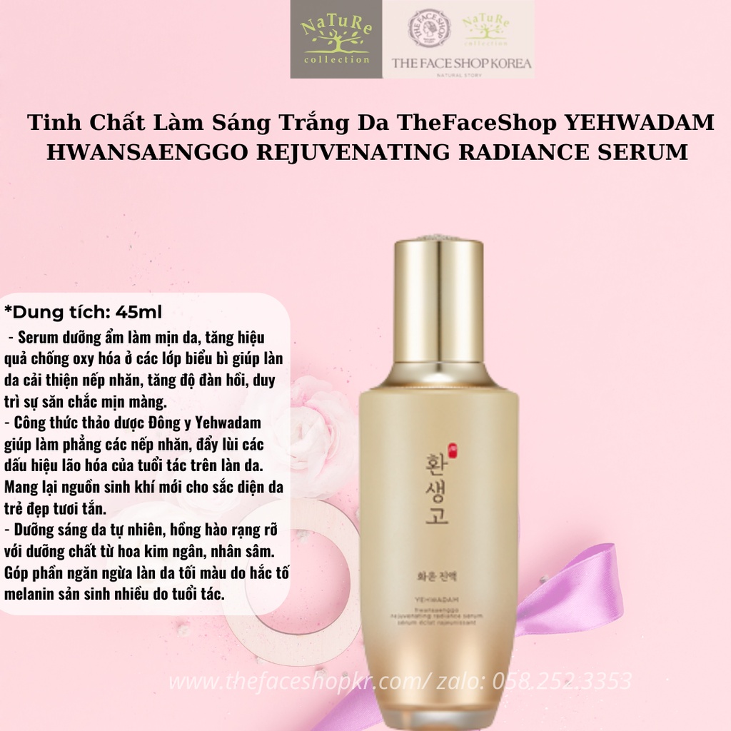 Tinh chất dưỡng sáng da chống lão hóa TheFaceShop Yehwadam Hwansaenggo Rejuvenating Radiance Serum 45ml