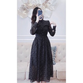 Váy voan cổ bèo cúc ngọc