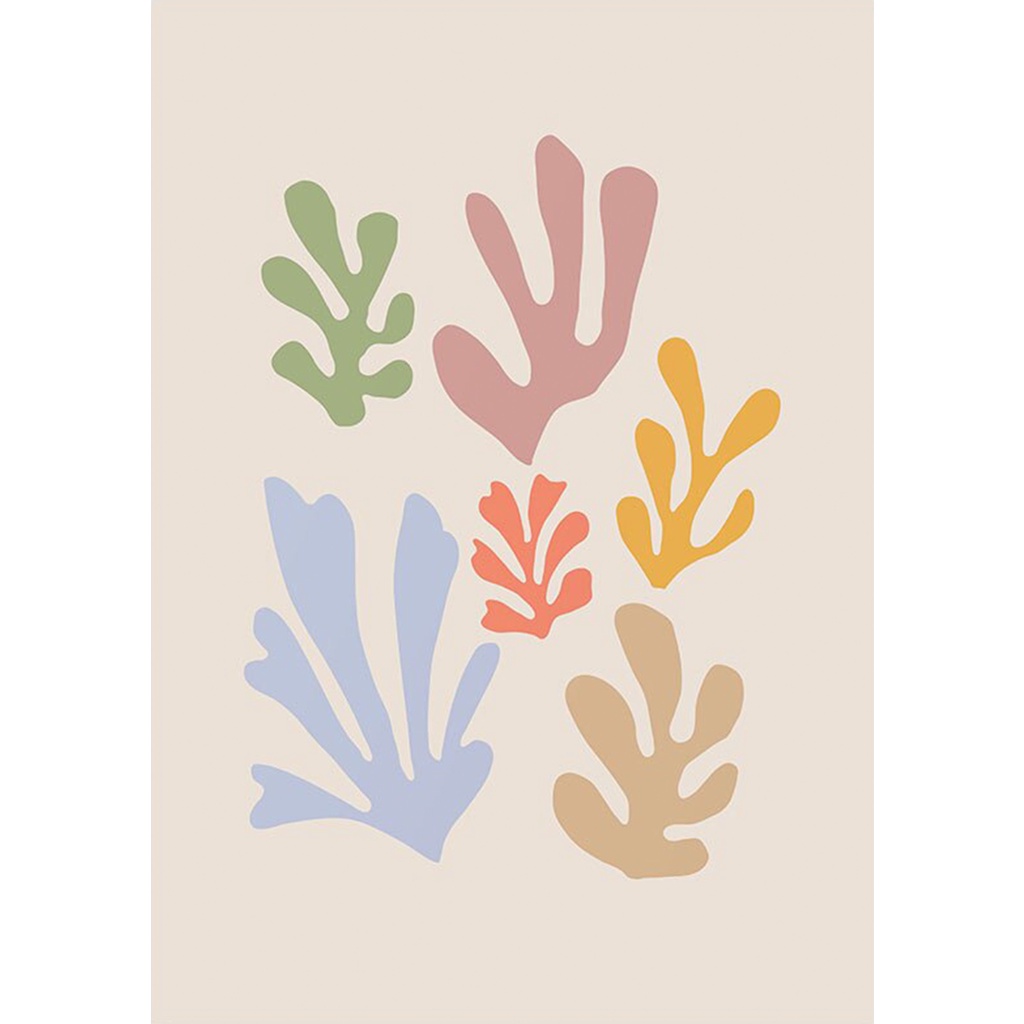 Tranh Trừu Tượng Matisse Cô Gái San Hô Nhiều Màu Sắc Lá Bắc Âu Áp Phích Và In Hình Nghệ Thuật Dán Tường Ms: 408
