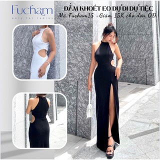 Váy cutout đi tiệc ôm body, đầm khoét eo đi tiệc cổ yếm xẻ đùi khoe trọn body sang trọng, quyến rũ - fucham