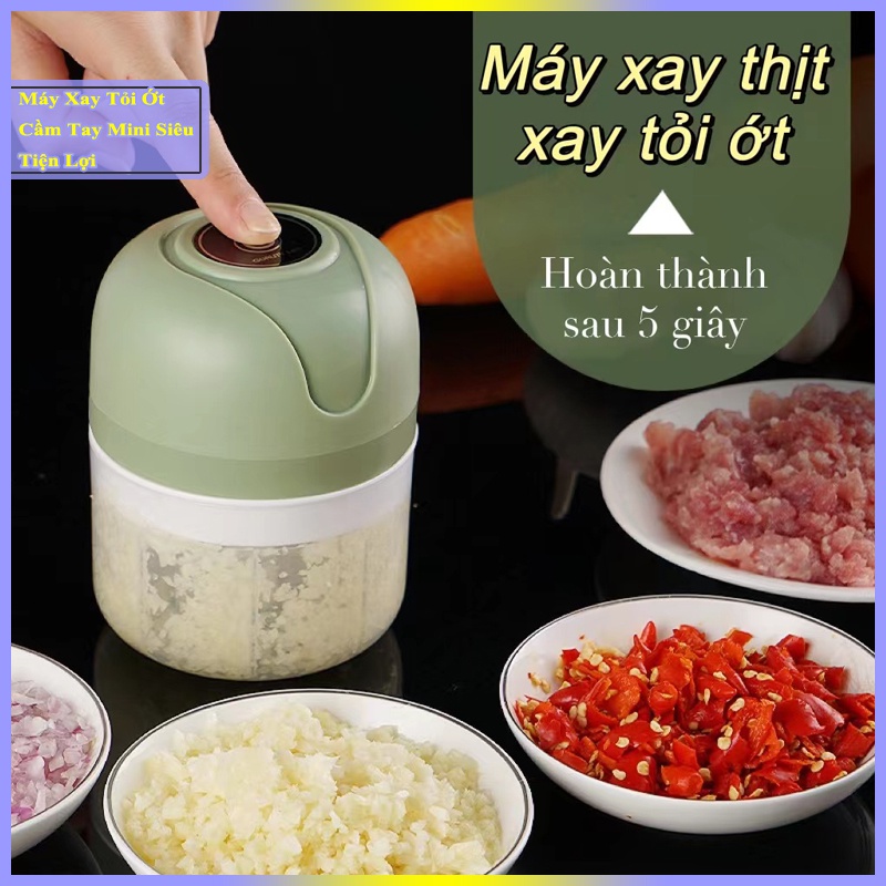 máy xay mini tỏi ớt cầm tay đa năng thịt ,đồ ăn dặm cho bé