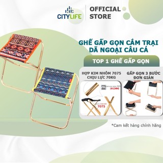 Ghế xếp gọn thổ cẩm đi du lịch, cắm trại, ghế câu cá, dã ngoại siêu gọn nhẹ tiện lợi mọi lúc