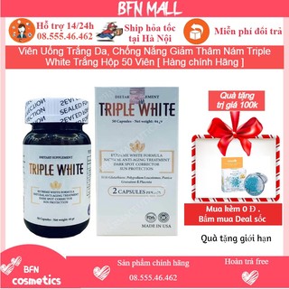 Viên Uống Trắng Da, Chống Nắng Giảm Thâm Nám Triple White Trắng Hộp 50 Viên [ Hàng chính Hãng ]