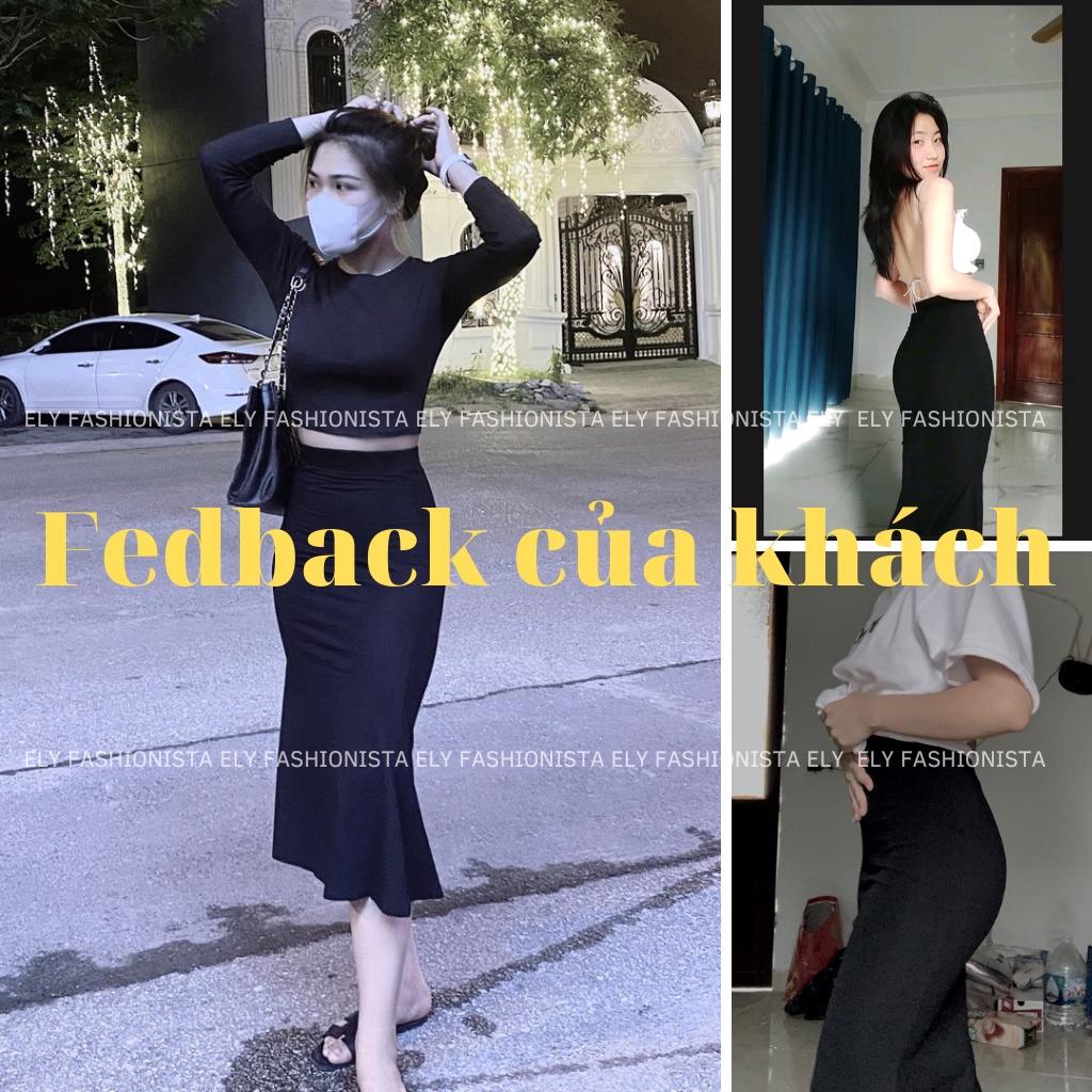 Chân Váy Dài Đuôi Cá Jean công sở chất thun tăm bozip cao cấp dày dặn siêu mềm co giãn tôn dáng ELY101