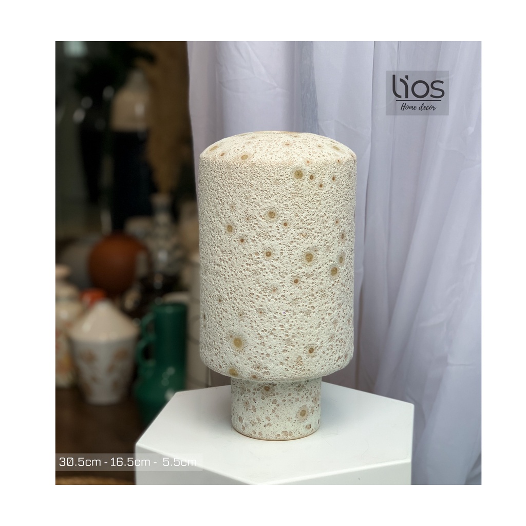 Bình gốm trang trí, cắm cành mận rừng Sapa, cành đào, tuyết mai men cát chất lượng, lạ mắt - Lios Home Decor- BINH82