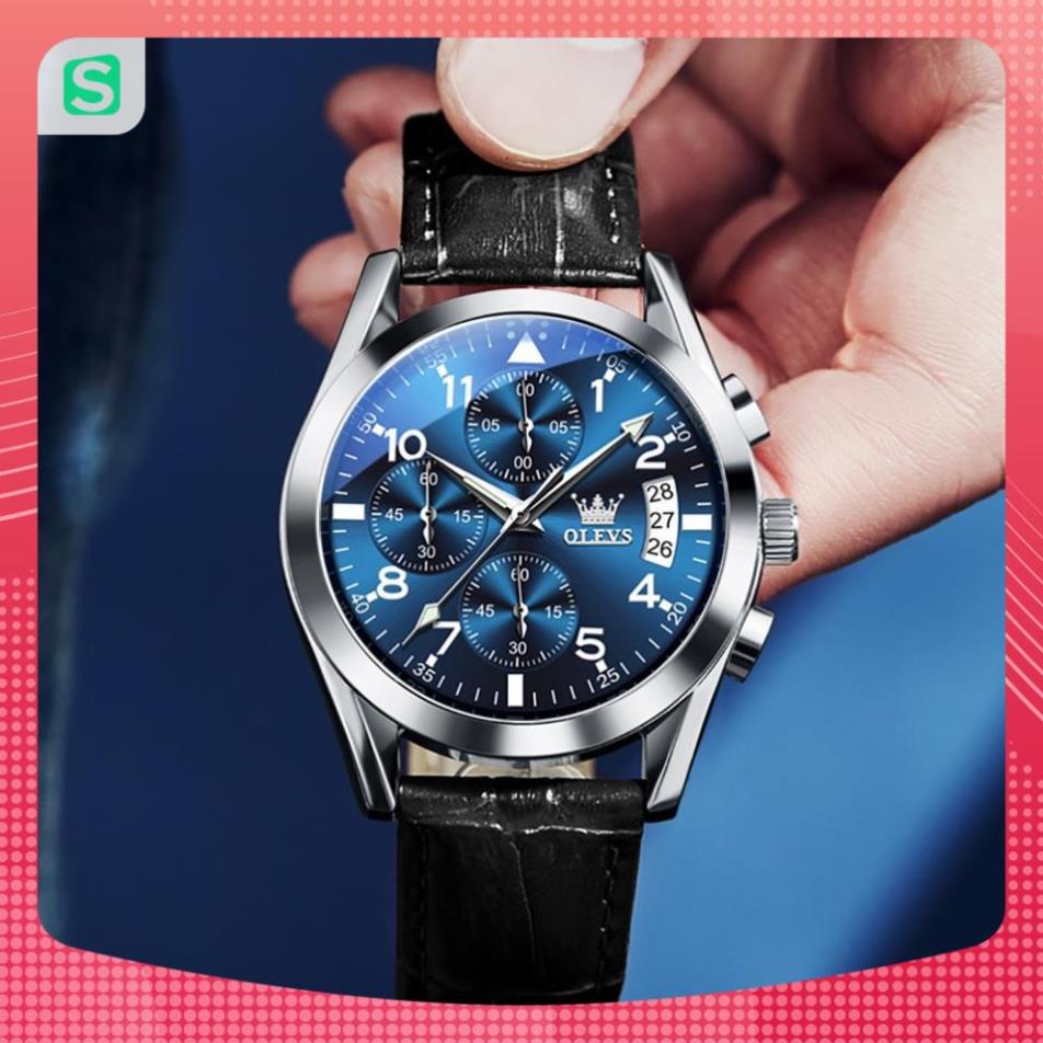 Đồng hồ nam chính hãng OLEVS 2878 dây da bò  chống vô nước sâu  hiệu ứng phát sáng