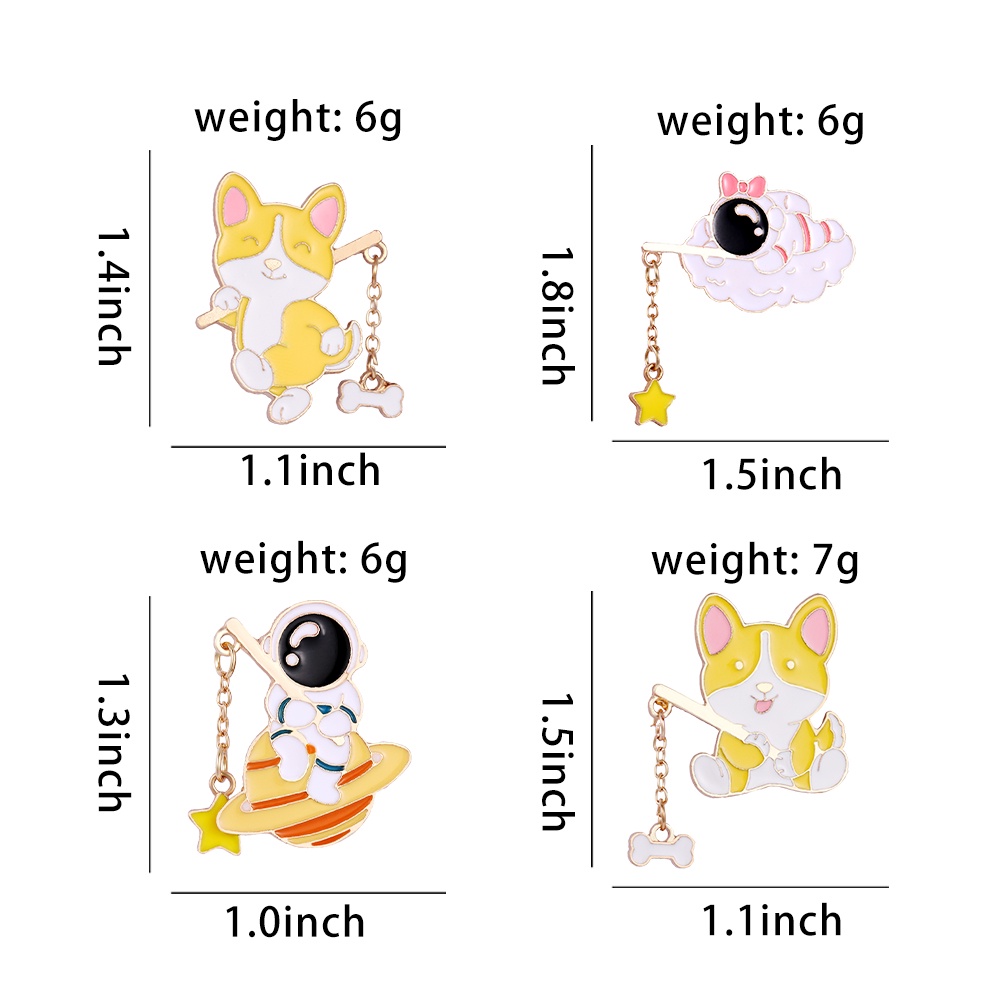 Ghim Cài Áo Họa Tiết Hoạt Hình Chú Chó / Phi Hành Gia / Hành Tinh Dễ Thương Độc Đáo