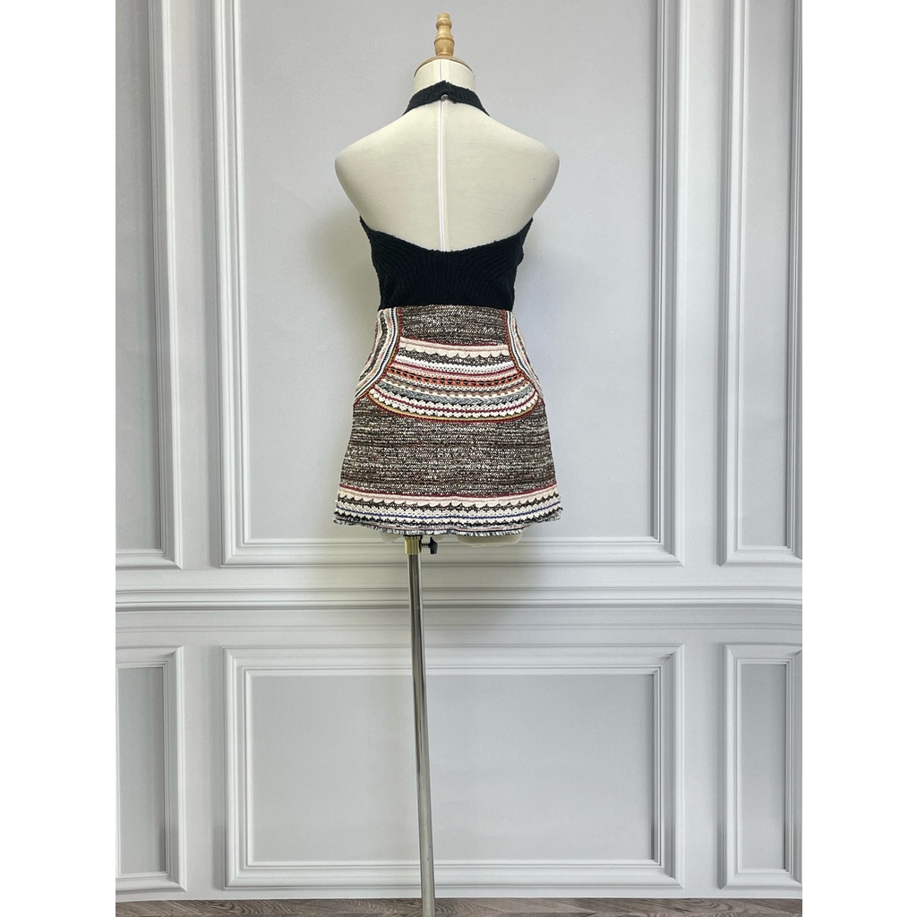 Áo len hở lưng ZARA hàng hiệu chính hãng thời trang nữ A387 màu đen size S secondhand thanh lý ký gửi