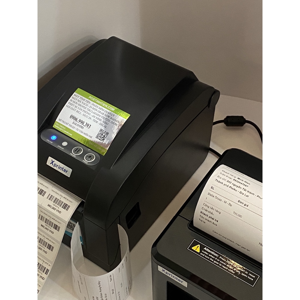 Combo 2 thiết bị bán hàng cho shop: Máy in tem mã vạch, Máy in hóa đơn K80 Xprinter cắt tự động In Từ Máy Tính
