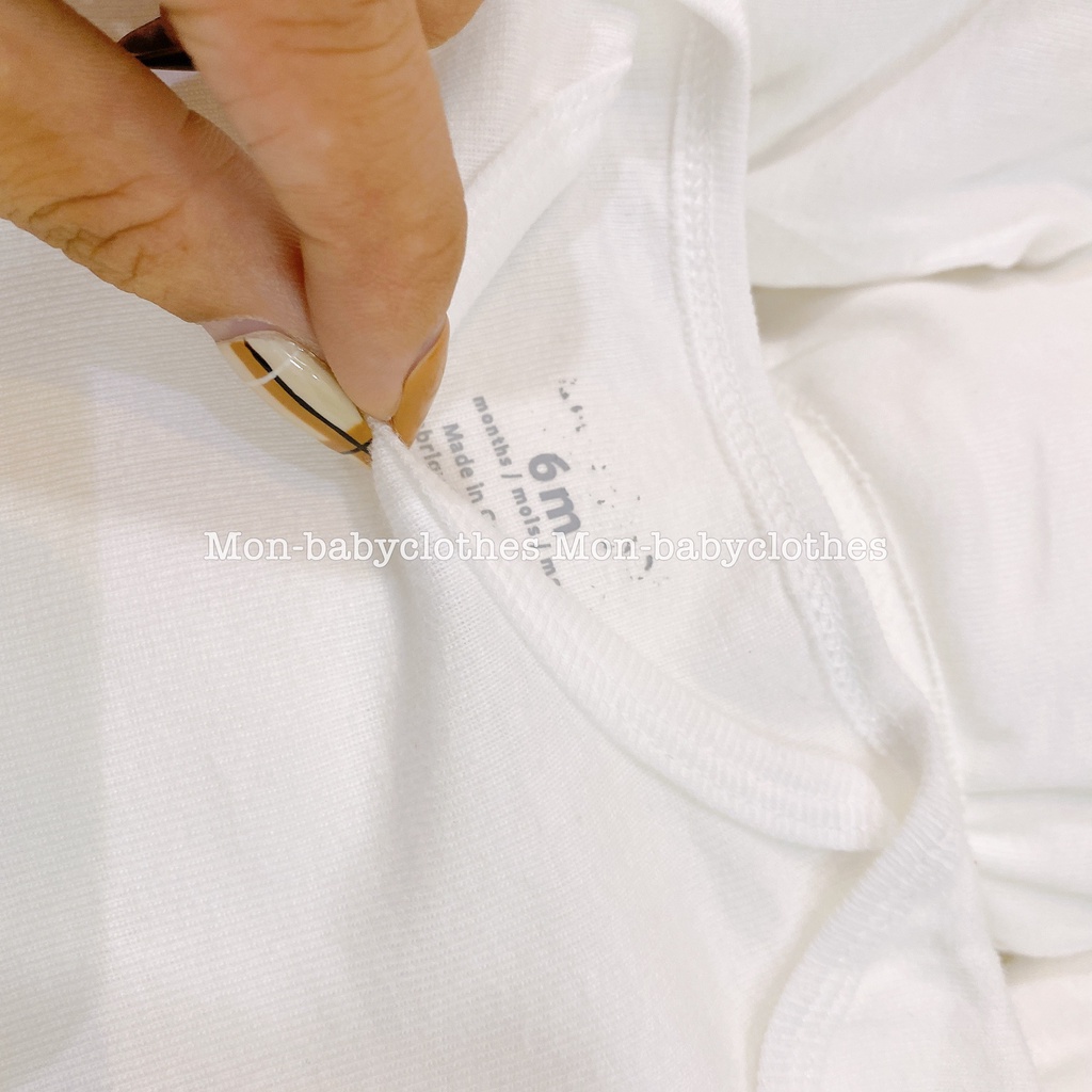 Bộ liền thân cotton mềm mịn trắng trơn cho bé