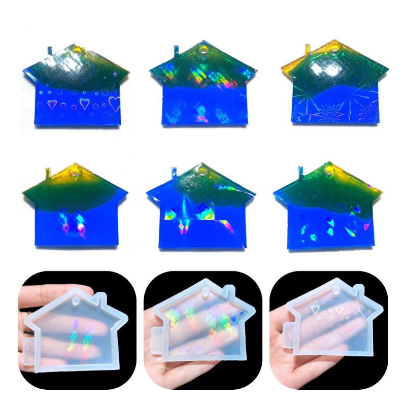 Khuôn Silicone Làm Móc Khóa Hình Lâu Đài Màu Cầu Vồng