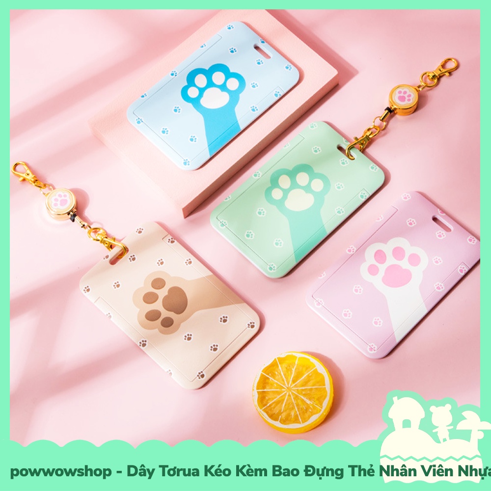 [Sẵn VN - Hỏa Tốc] Dây Móc Tơrua Kéo Bao Đựng Thẻ Nhân Viên Phong Cách Chân Mèo Cat Paw Đáng Yêu