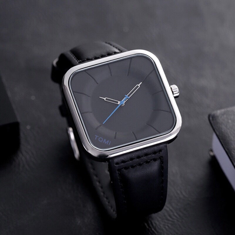 Đồng hồ nam mặt vuông dây da cao cấp chính hãng TOMIBIG phong cách trẻ trung năng động