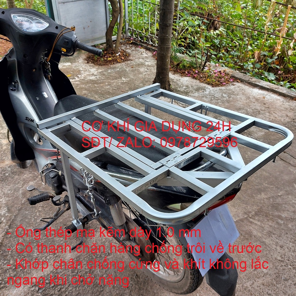 Baga chở hàng xe máy đa năng, giá chở hàng xe máy đa năng ống thép mạ kẽm dày 1.0mm