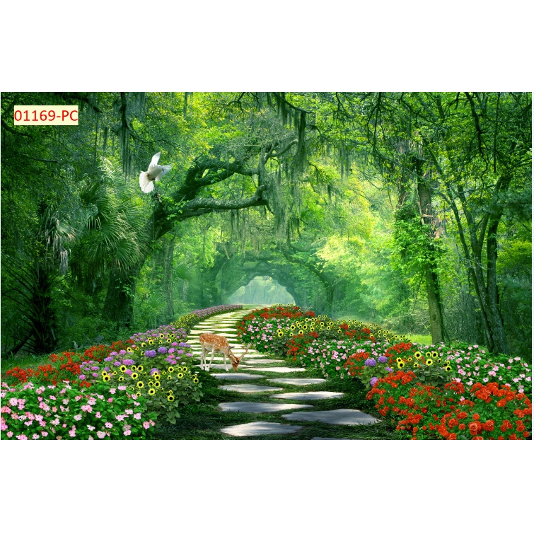 Tranh 3D Dán Tường Hàng Cây Khổ Lớn mẫu mới nhất