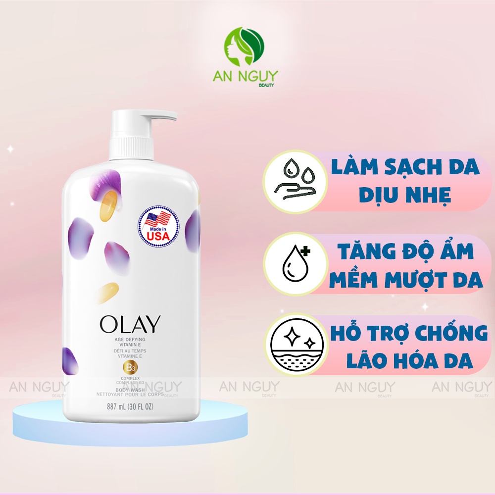 Sữa Tắm Olay Chống Lão Hóa Kết Hợp Vitamin E 887ml (Hàng Mỹ Nhập Khẩu)