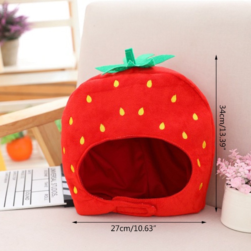 Mũ Trùm Đầu Kiêm Khăn Choàng Cổ Bằng Vải Bông Mềm Mại Hình Trái Dâu Tây Giữ Ấm Mùa Đông Cho Bé Trai Và