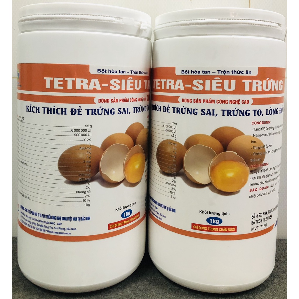 Tetra siêu tăng trứng lon 1kg Thú y Trường Thịnh, đẻ sai, trứng to, lòng đỏ nhiều
