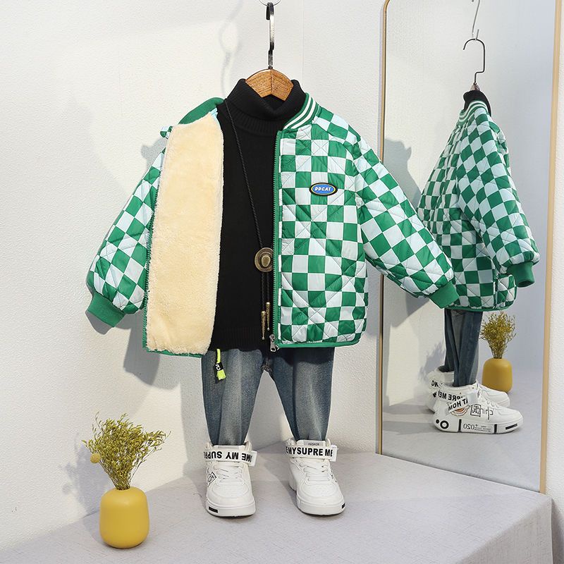 Áo Khoác Bóng Chày Bằng Cotton Lót Lông Cừu Phong Cách Mới Thời Trang Thu Đông Dành Cho Trẻ Em