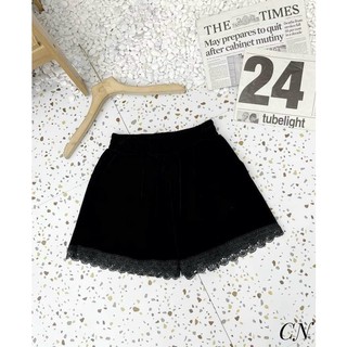 Quần Short Nữ Chất Nhung Phối Ren Cạp Cao