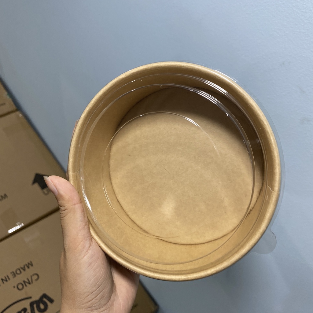 Giá sỉ 100 Tô giấy nâu Kraft kèm nắp  đựng thực phẩm