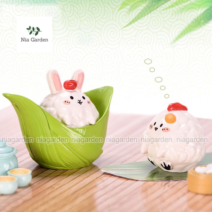 Đồ trang trí tiểu cảnh mini mô hình cừu bánh ú cute decor vườn chậu cây terrarium Nia Garden N5