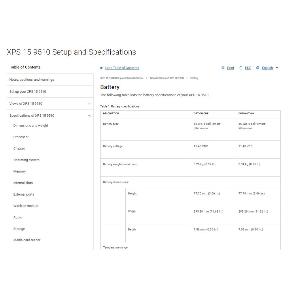 Pin dell XPS 15 9510