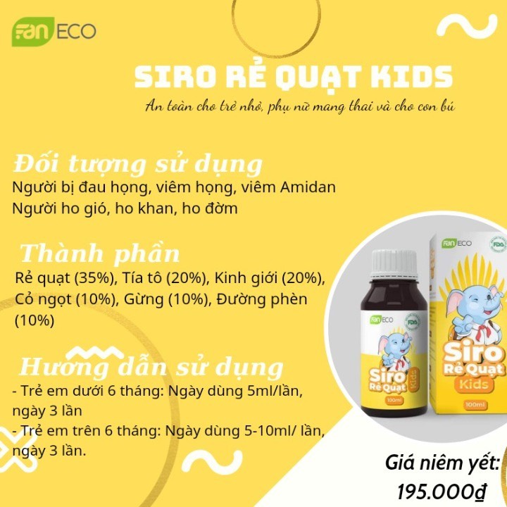 Siro ho rẻ quạt kids Faneco lọ 100ml