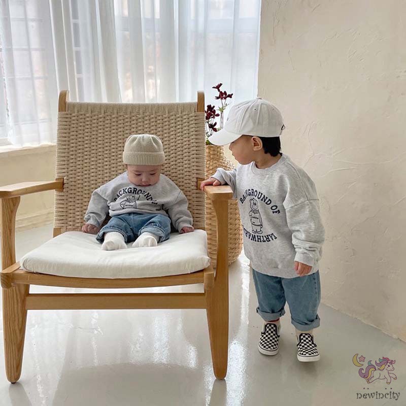 Áo Sweater Tay Dài Cổ Tròn In Họa Tiết Hoạt Hình Phong Cách Hàn Quốc Thời Trang Cho Bé Trai