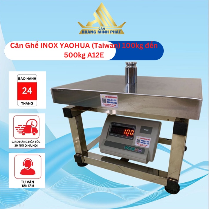 Cân điện tử nông sản ghế ngồi inox toàn phần 100kg/150kg/300kg/500kg đầu A12E. Cân Công Nghiệp [ CÂN HOÀNG MINH PHÁT ]