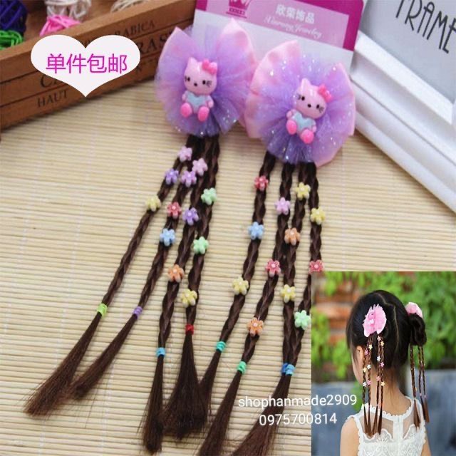 Set 2 kẹp tóc giả thắt bím xinh xắn đáng yêu cho bé