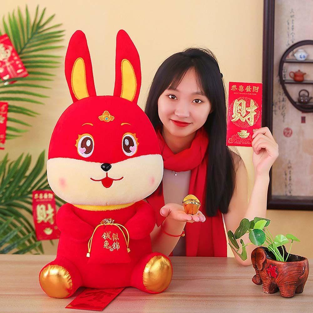 Thỏ Nhồi Bông Cotton Phong Cách Trung Hoa Mừng Năm Mới